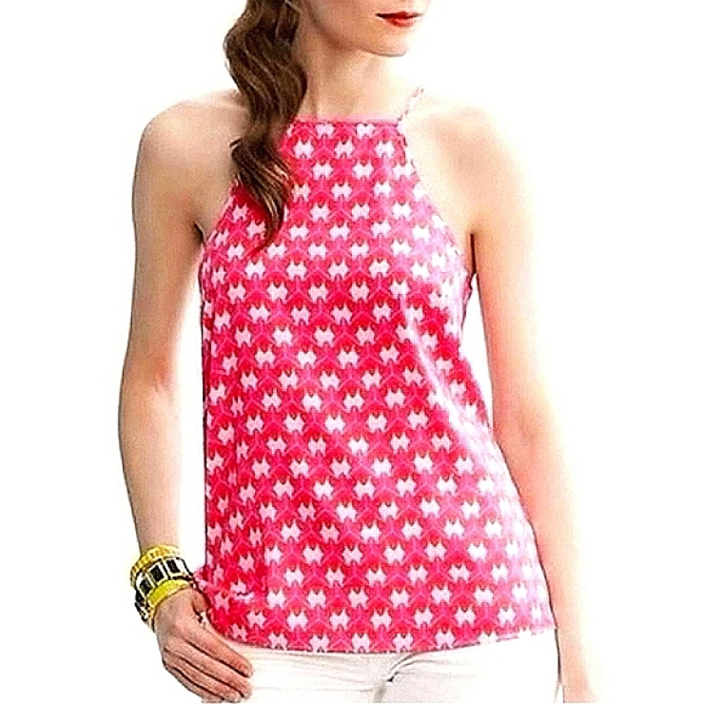 MILLY Silk Floral Multicolor Print Sleeveless Halter Top NWOT